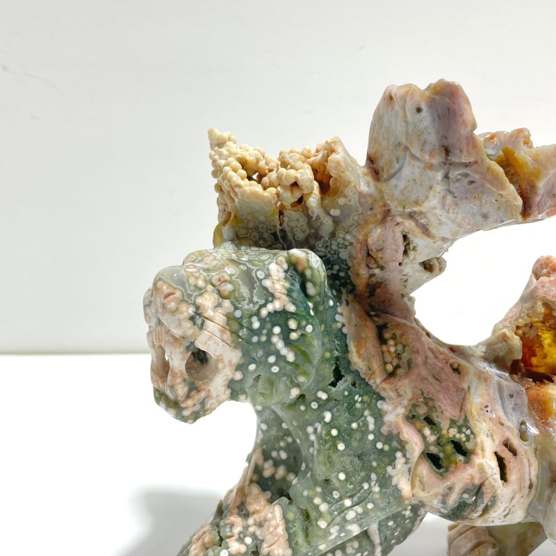 Unique 8th Vein Ocean Jasper Colorful Circle Leopard Carving - Wholesale Crystals