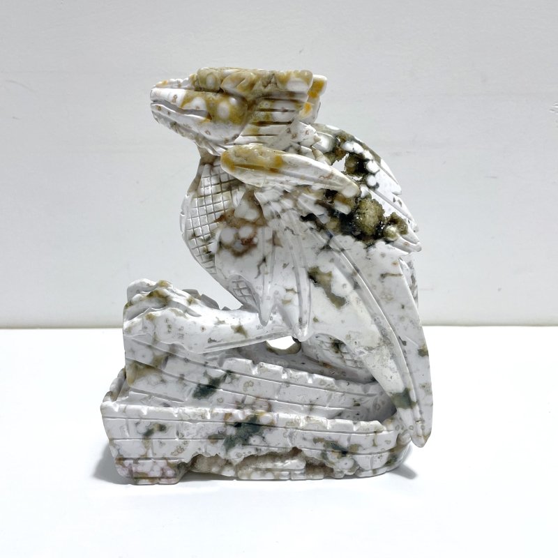 Unique 8th Vein Ocean Jasper Flying Dragon Castle Carving - Wholesale Crystals
