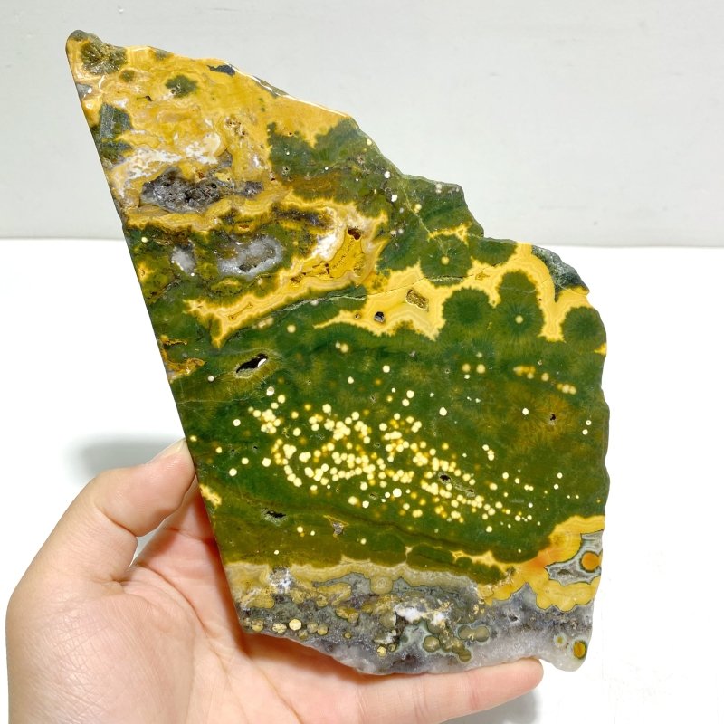 Unique 8th Vein Ocean Jasper Slab With Stand 8 - Wholesale Crystals