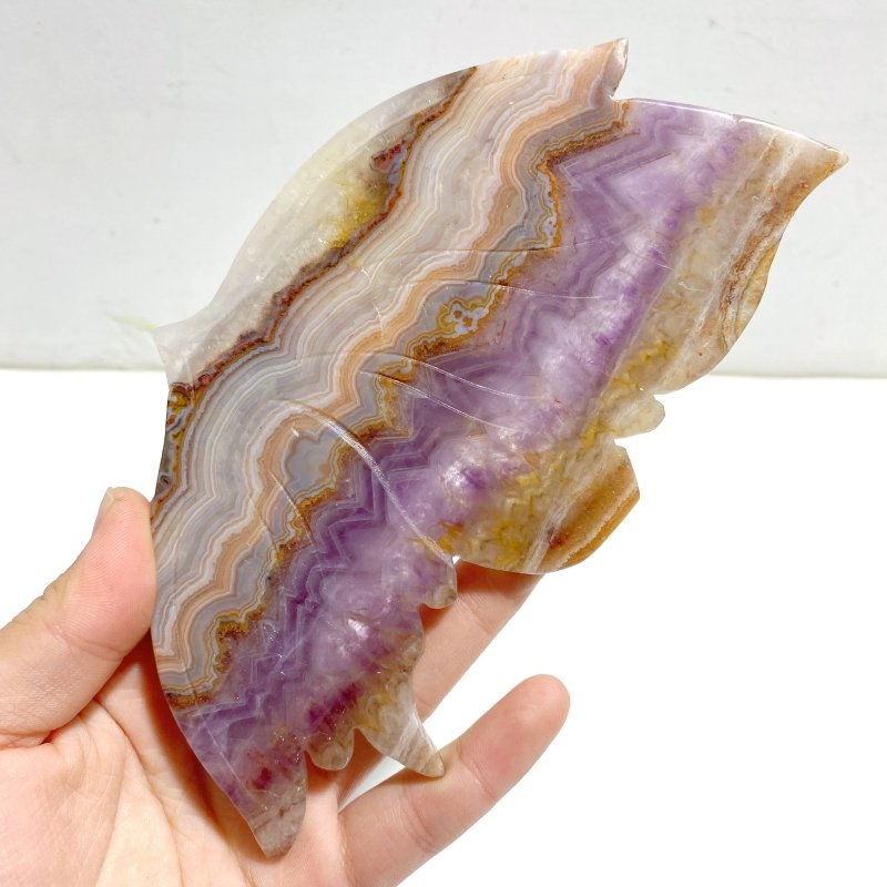 Unique Amethyst Mixed Agate Butterfly Wing Carving With Stand - Wholesale Crystals