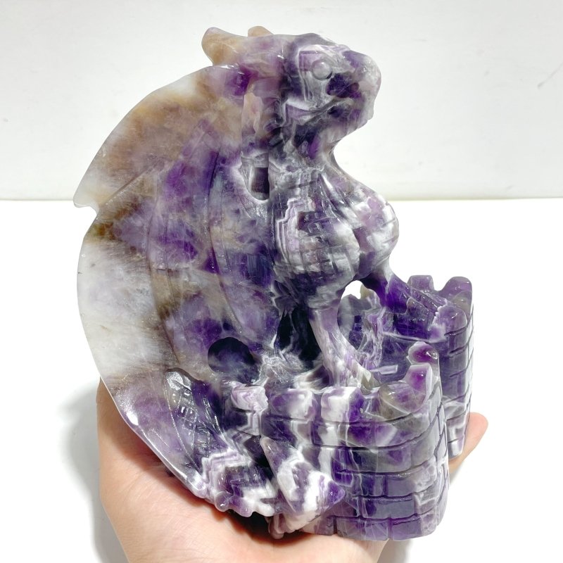 Unique Chevron Amethyst Flying Dragon Castle Carving - Wholesale Crystals