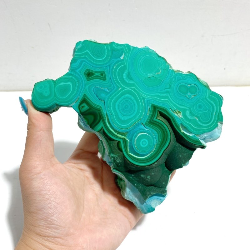 Unique Chrysocolla Mixed Malachite Specimen Raw Bottom With Stand - Wholesale Crystals