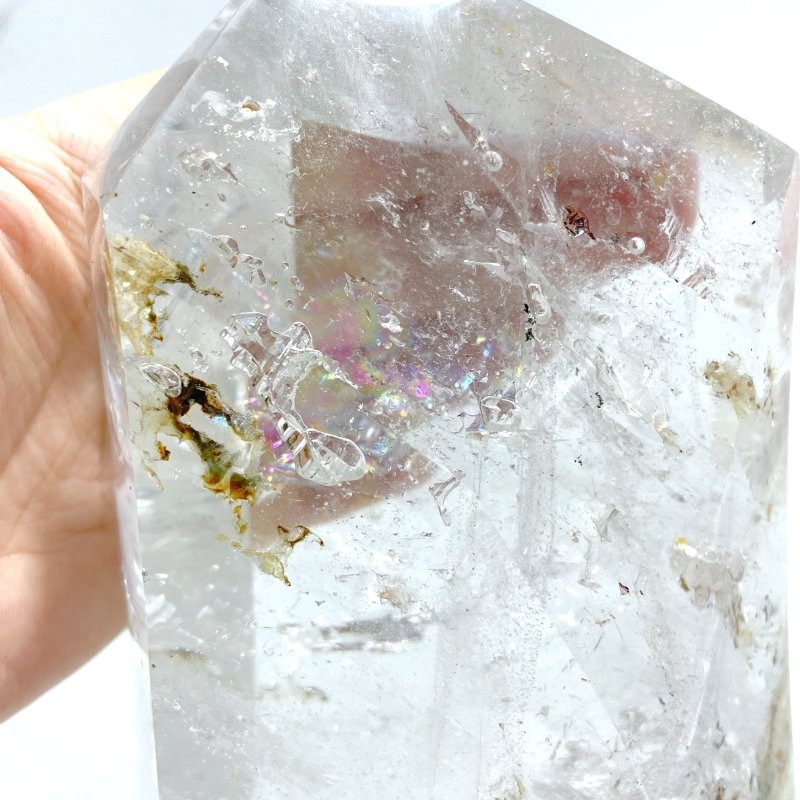 Unique Clear Quartz Enhydro Quartz Point With Rainbow For Collection - Wholesale Crystals