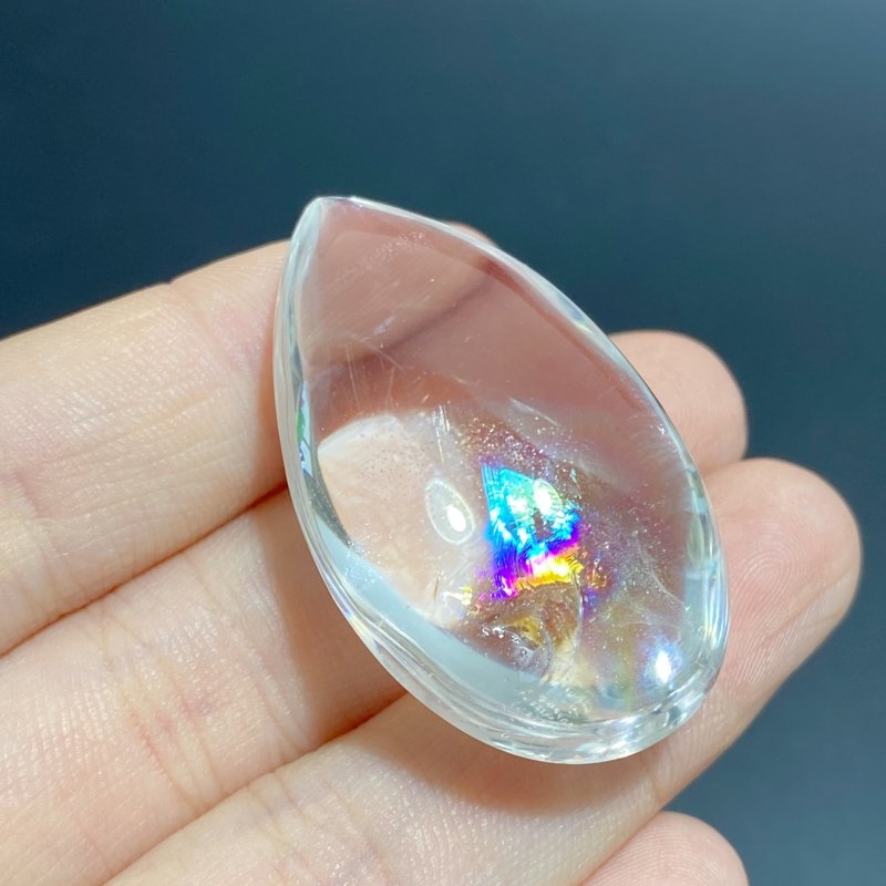 Unique Clear Quartz With Rainbow Waterdrop Shape For DIY Pendant -Wholesale Crystals