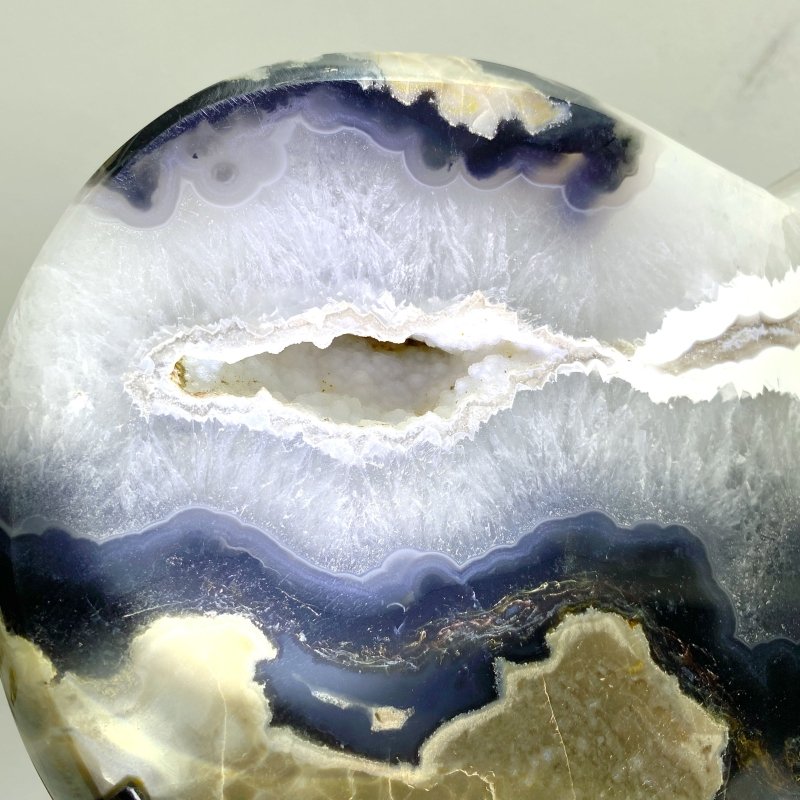 Unique Geode Druzy Volcano Agate Heart Carving With Stand(UV - Reactive) 3 - Wholesale Crystals