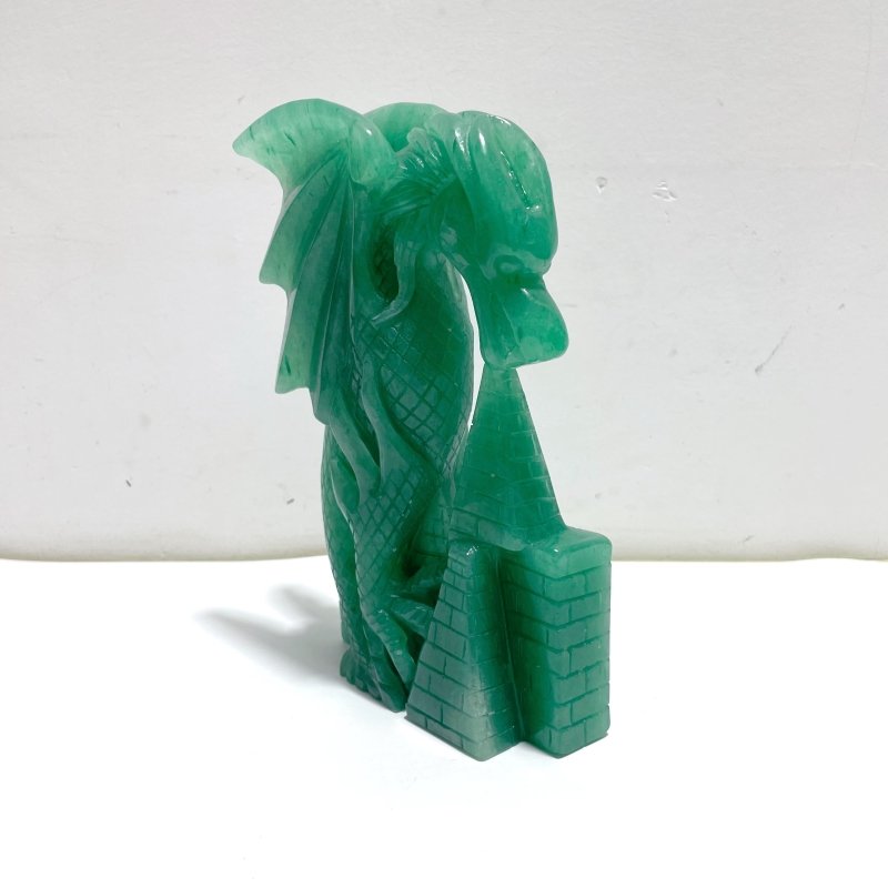 Unique Green Aventurine Flying Dragon Castle Carving 2 - Wholesale Crystals