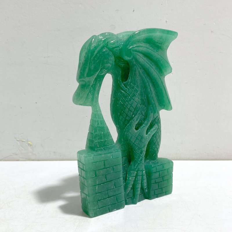 Unique Green Aventurine Flying Dragon Castle Carving 3 -Wholesale Crystals