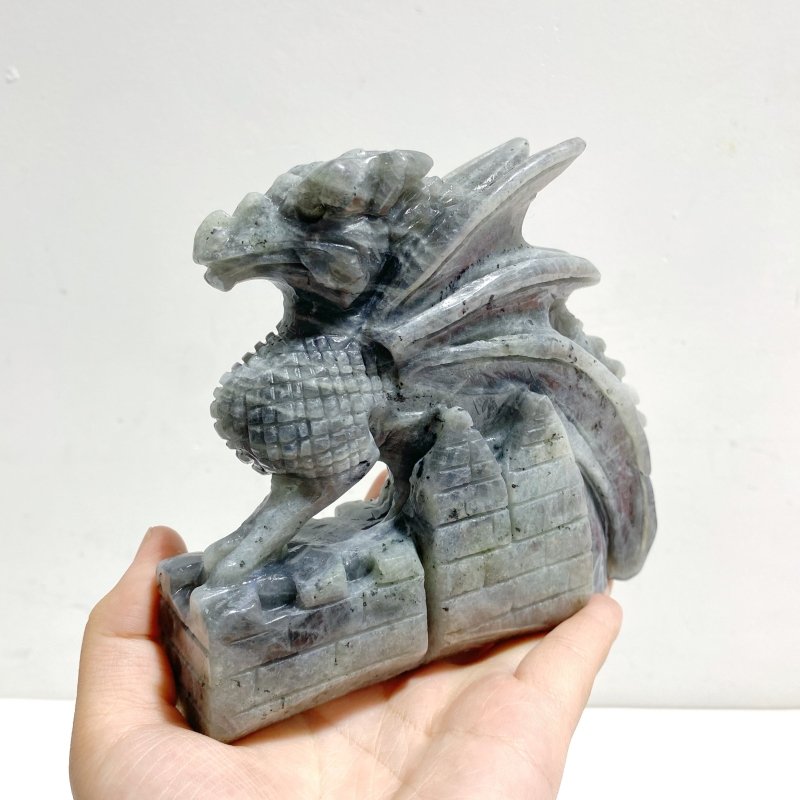 Unique Labradorite Flying Dragon Castle Carving - Wholesale Crystals