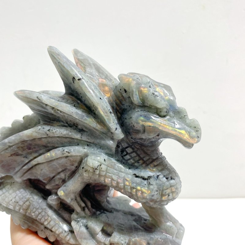 Unique Labradorite Flying Dragon Castle Carving - Wholesale Crystals