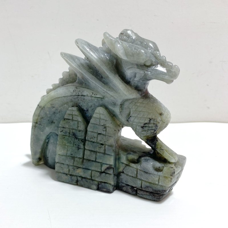 Unique Labradorite Flying Dragon Castle Carving - Wholesale Crystals