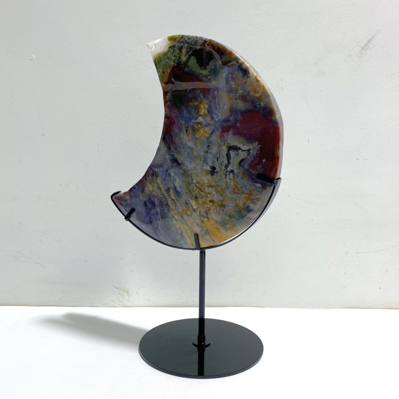 Unique Large Ocean Jasper Moon Carving With Stand 2 - Wholesale Crystals