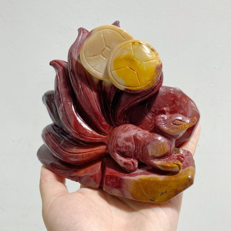 Unique Mookaite Nine-tailed Fox Carving 10 -Wholesale Crystals