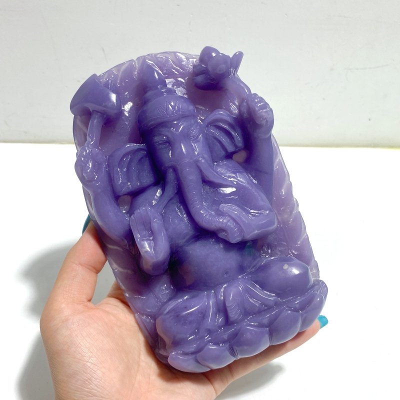 Unique Purple Jade Ganesha Carving - Wholesale Crystals