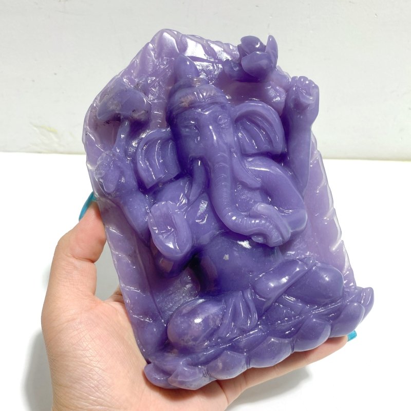 Unique Purple Jade Ganesha Carving - Wholesale Crystals