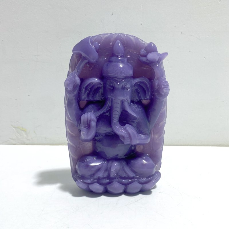 Unique Purple Jade Ganesha Carving - Wholesale Crystals