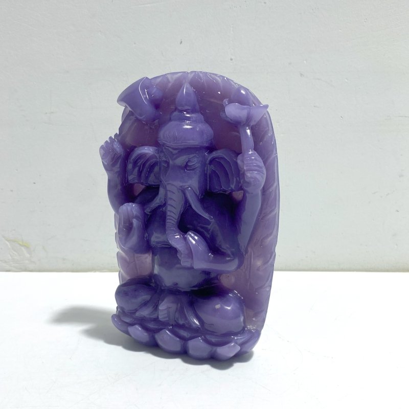Unique Purple Jade Ganesha Carving - Wholesale Crystals