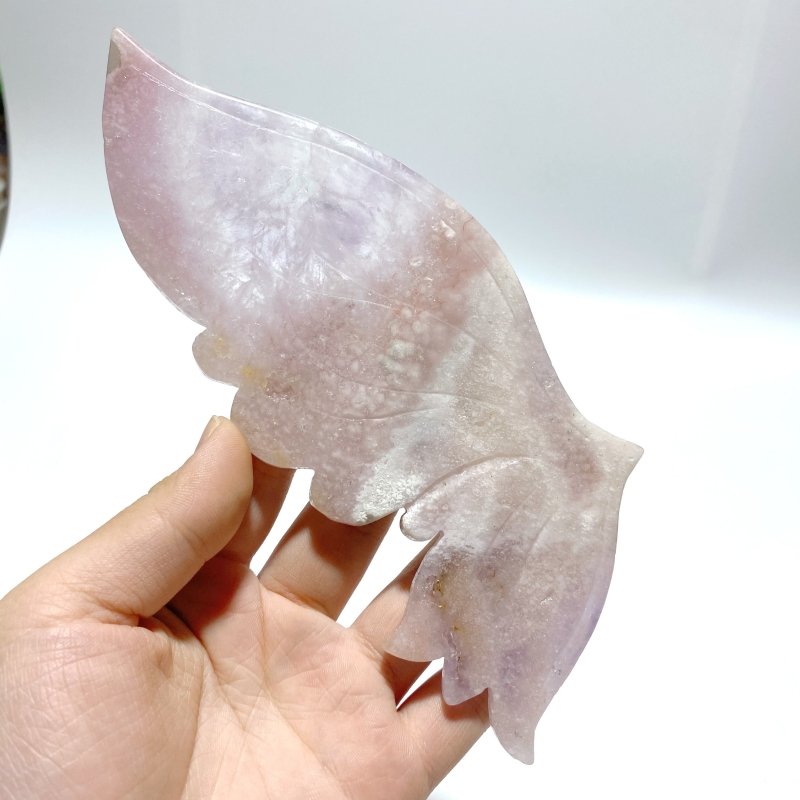 Unique Sakura Flower Agate Butterfly Wing Carving With Stand - Wholesale Crystals