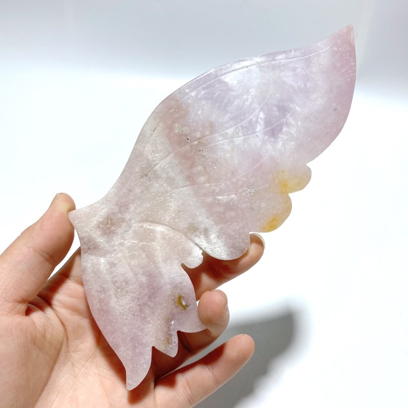 Unique Sakura Flower Agate Butterfly Wing Carving With Stand - Wholesale Crystals