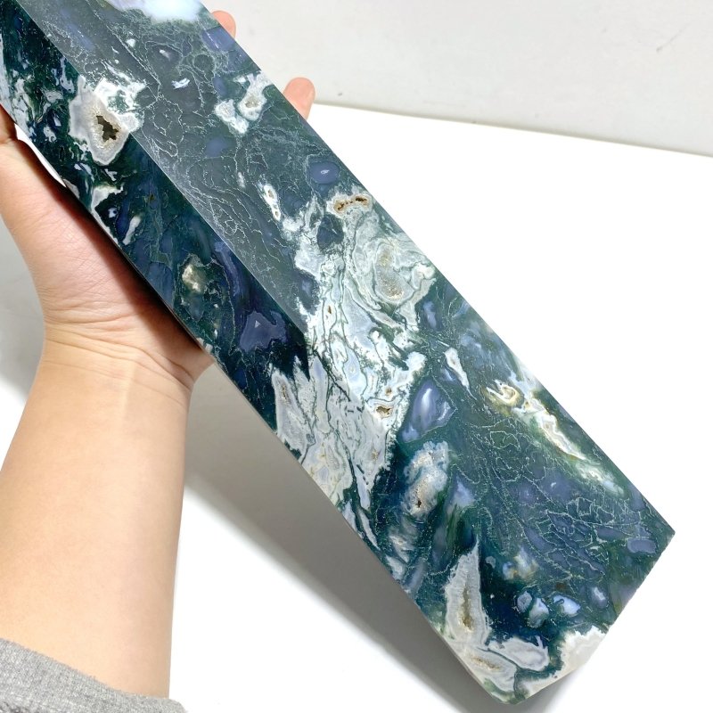 Unique Tall Geode Druzy Moss Agate Point - Wholesale Crystals