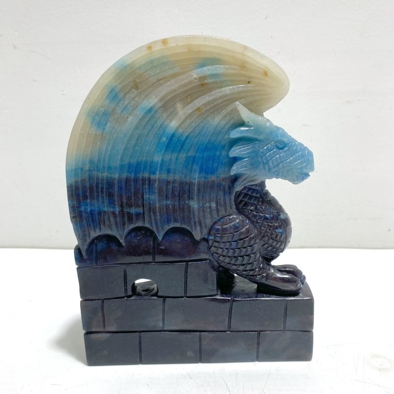 Unique Trolleite Flying Dragon and Castle Carving - Wholesale Crystals