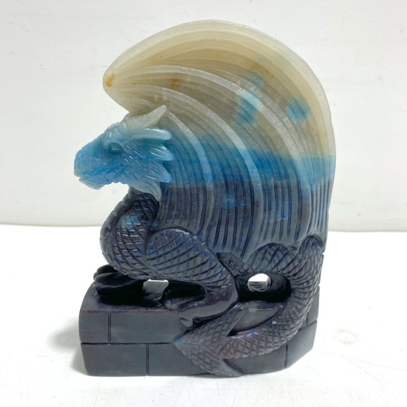 Unique Trolleite Flying Dragon and Castle Carving - Wholesale Crystals