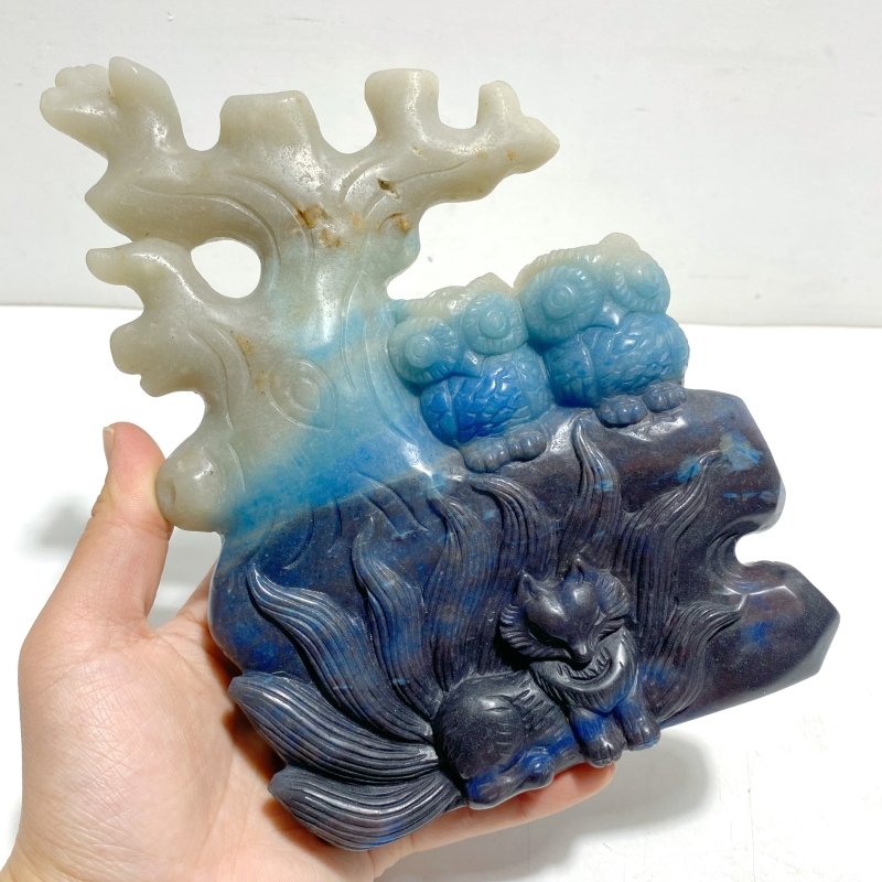 Unique Trolleite Stone Nine - tailed Owl Carving - Wholesale Crystals