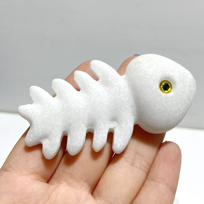 White Marble Fish Bone Carving Wholesale - Wholesale Crystals