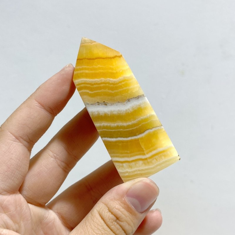 White & Yellow Calcite Four-Sided Tower Point Wholesale -Wholesale Crystals