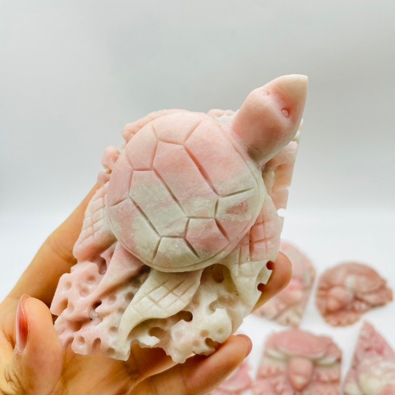 10 Pieces Beautiful Pink Opal Sea Turtle Carving -Wholesale Crystals