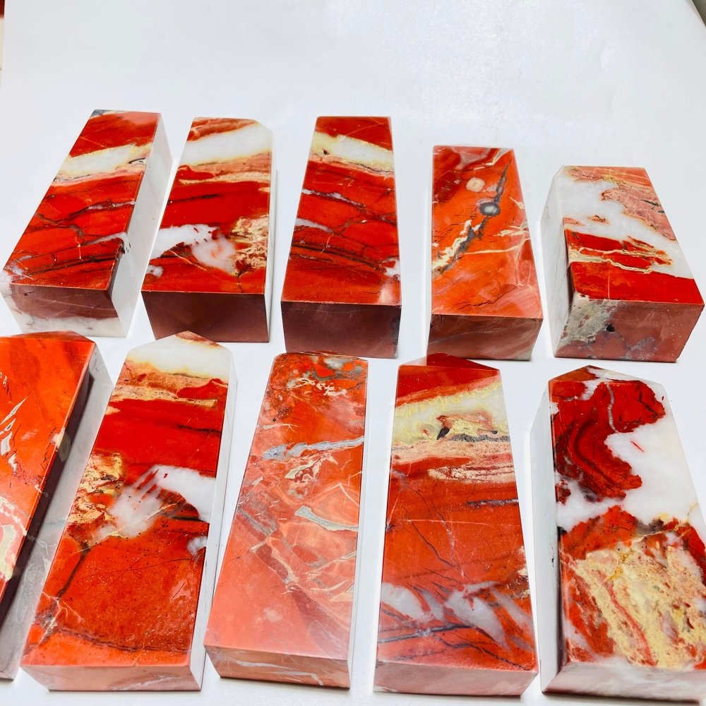 10 Pieces Red Jasper Fat Tower Points -Wholesale Crystals