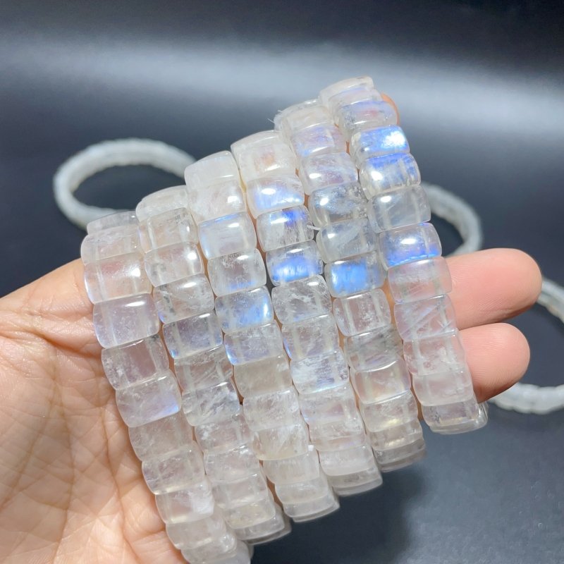 10 Pieces Sri Lanka Flash Blue Moonstone Bracelet -Wholesale Crystals
