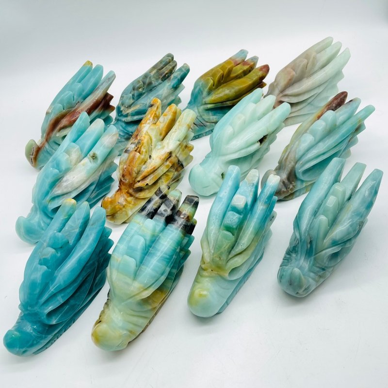 12 Pieces Beautiful Caribbean Calcite Dragon Head Carving -Wholesale Crystals