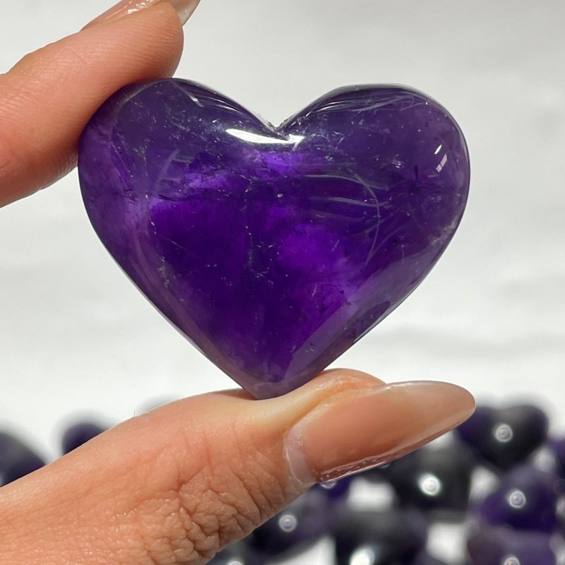 127 Pieces High Quality Deep Purple Chevron Amethyst Heart Crystal -Wholesale Crystals