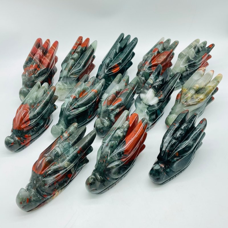 13 Pieces Africa Blood Stone Dragon Head Carving -Wholesale Crystals