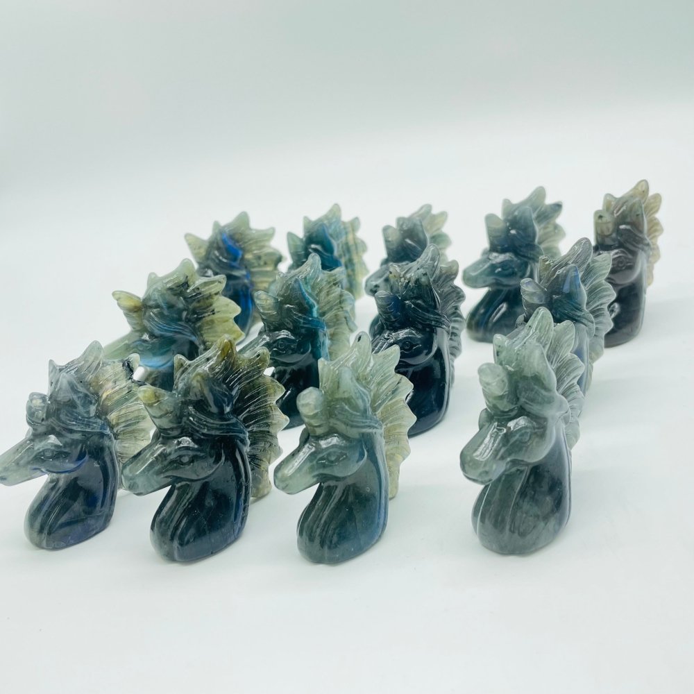 13 Pieces High Quality Labradorite Unicorn Carving -Wholesale Crystals
