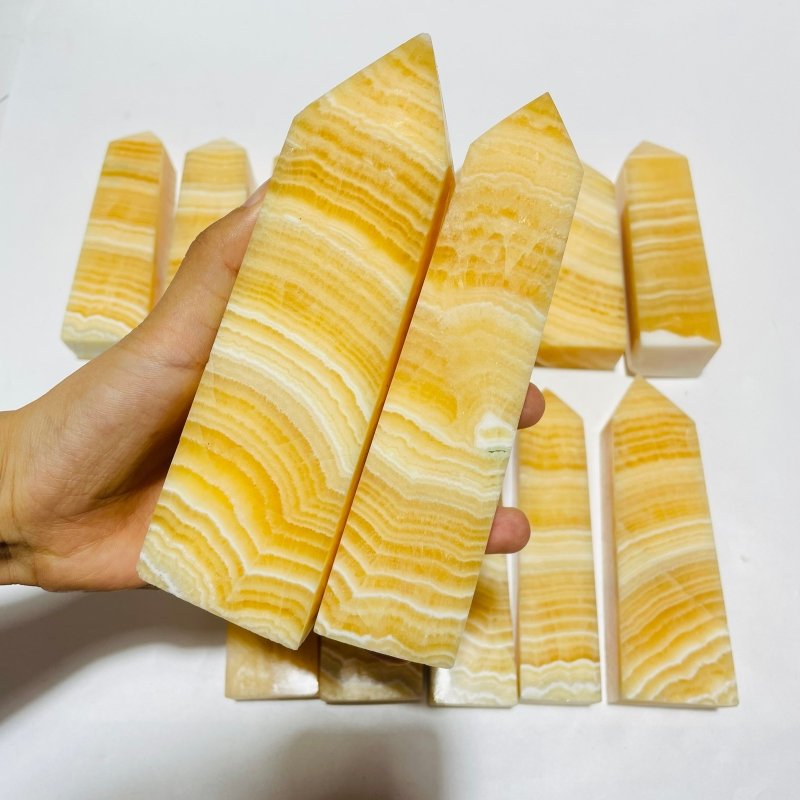 14 Pieces Yellow Calcite Tower Point -Wholesale Crystals