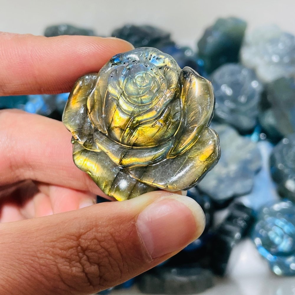 1.5Inch High Quality Labradorite Stone Flower Carving Wholesale -Wholesale Crystals