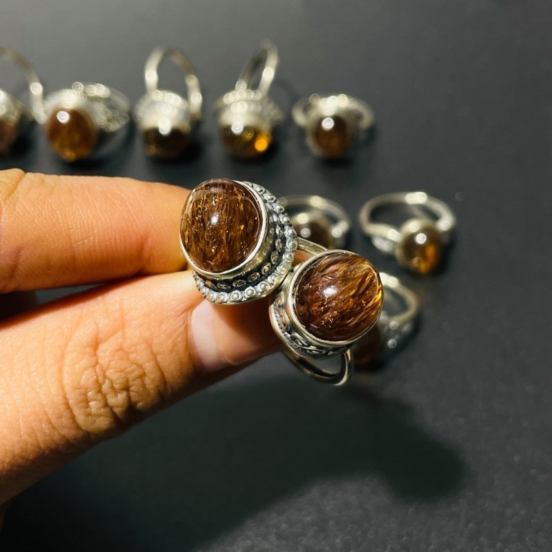 17 Pieces Rutile Quartz Different Styles Sterling Silver Ring -Wholesale Crystals
