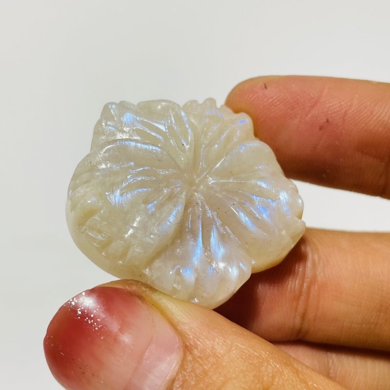 18 Pieces Moonstone Mixed Sunstone Flower Carving -Wholesale Crystals