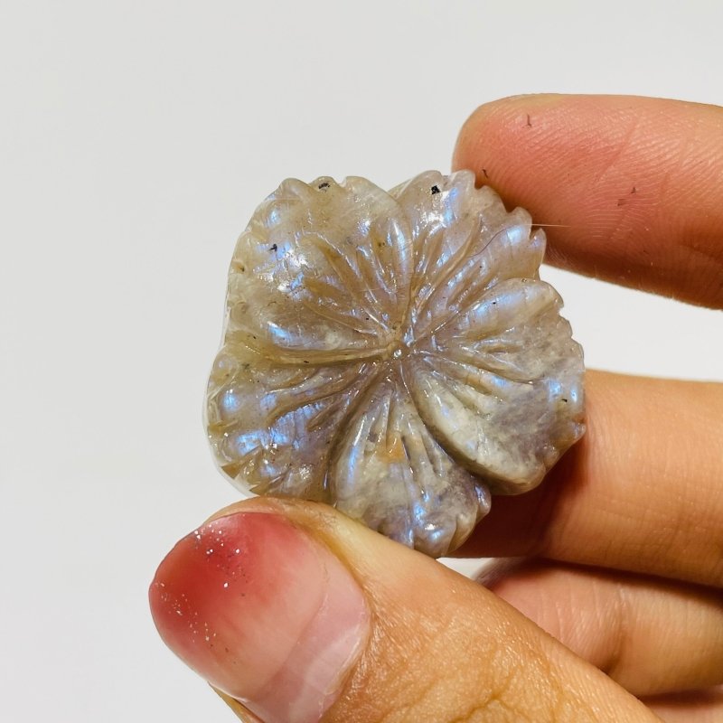 18 Pieces Moonstone Mixed Sunstone Flower Carving -Wholesale Crystals