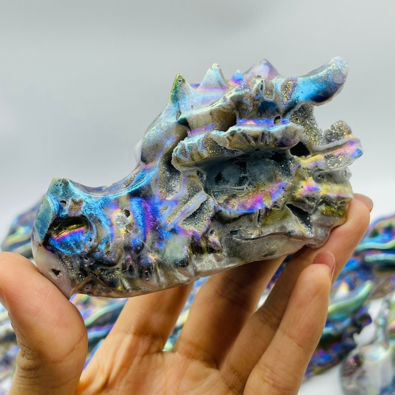 19 Pieces Large Aura Sphalerite Dragon Head Carving -Wholesale Crystals
