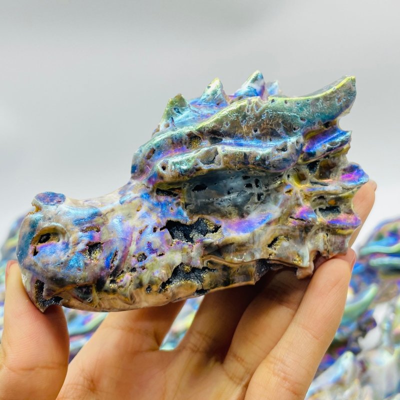 19 Pieces Large Aura Sphalerite Dragon Head Carving -Wholesale Crystals