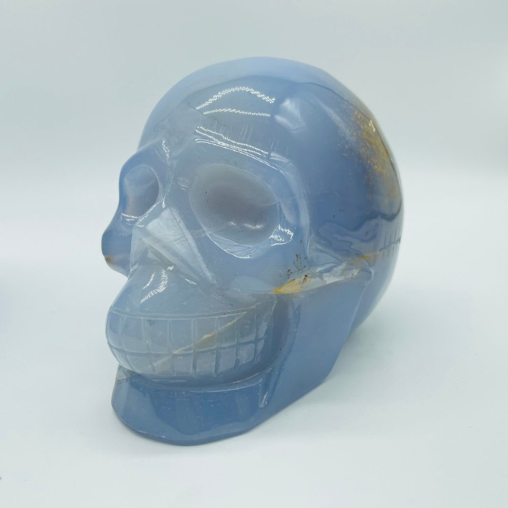 2 Pieces High Quality Blue Chalcedony Skull Carving -Wholesale Crystals
