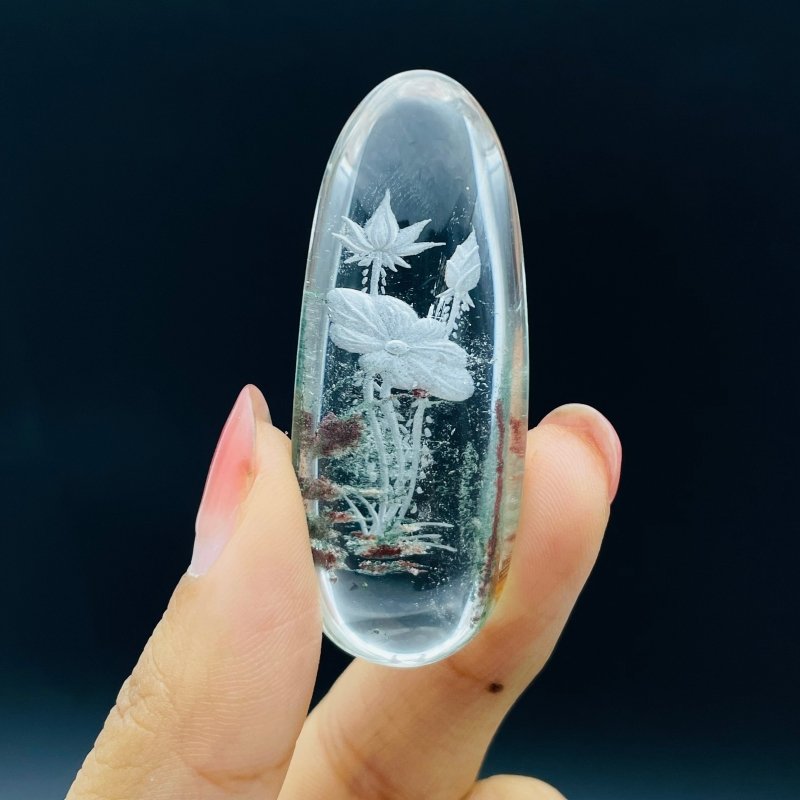 2 Pieces Lotus Garden Quartz Inner Scene Carving -Wholesale Crystals