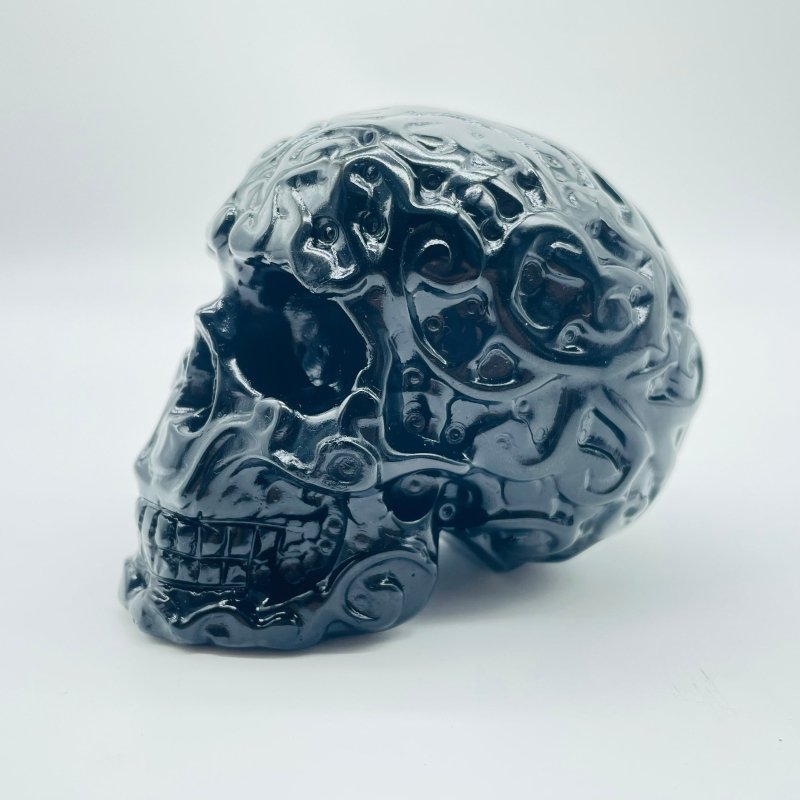 2 Types Large Skull Carving Wholesale Yooperlite Obsidian -Wholesale Crystals