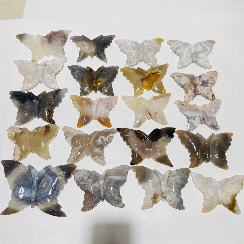 20 Pieces Beautiful Agate Butterfly Carving -Wholesale Crystals