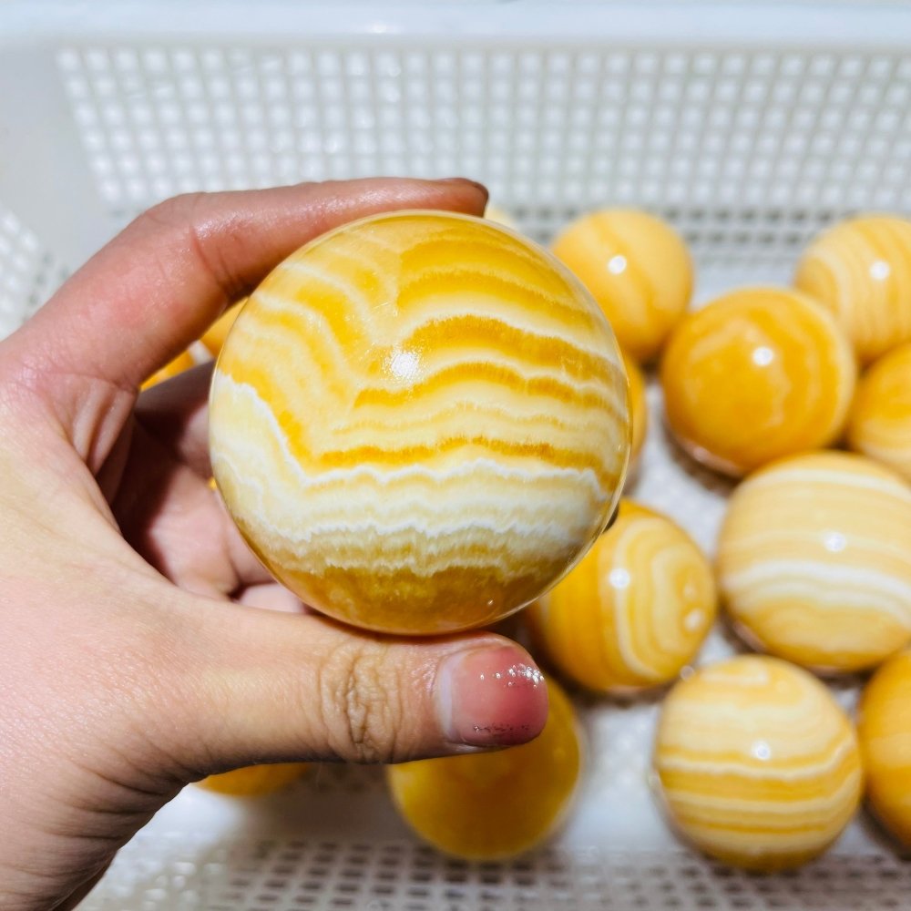 20 Pieces Large High Quality Yellow Calcite Spheres -Wholesale Crystals