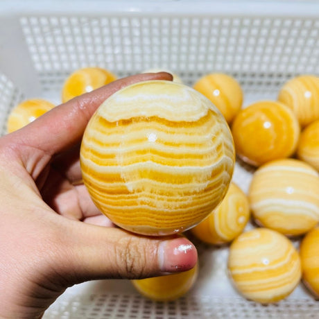 20 Pieces Large High Quality Yellow Calcite Spheres -Wholesale Crystals