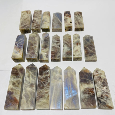 20 Pieces Large Sunstone Mixed Moonstone High Quality Four-Sided Points -Wholesale Crystals