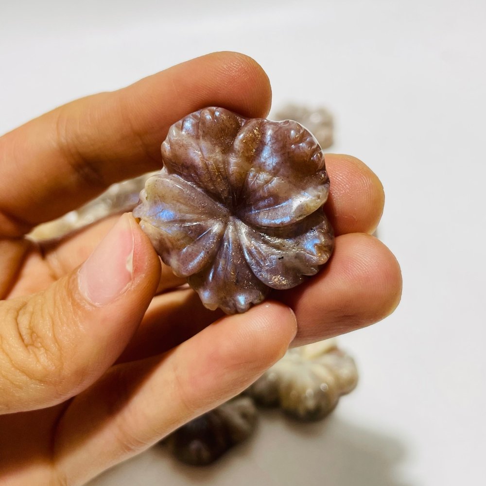 21 Pieces Beautiful Moonstone Mixed Sunstone Flower Carving -Wholesale Crystals